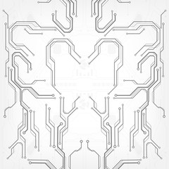 Poster - Circuit board grayscale tone futuristic digital technology communication system background template vector design. HUD element technology control panel texture illustration.