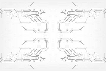 Poster - Circuit board grayscale tone futuristic digital technology communication system background template vector design. HUD element technology control panel texture illustration.