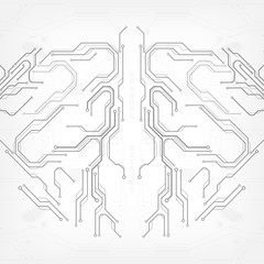 Poster - Circuit board grayscale tone futuristic digital technology communication system background template vector design. HUD element technology control panel texture illustration.