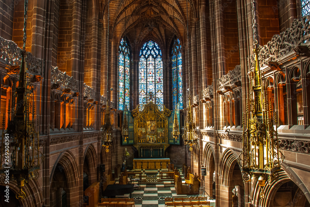 Anglican Cathedral Church of Christ in Liverpool. - obrazy, fototapety, plakaty 