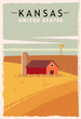 Kansas retro poster. USA Kansas travel illustration.