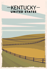 Kentucky Retro Poster. USA Kentucky Travel Illustration.