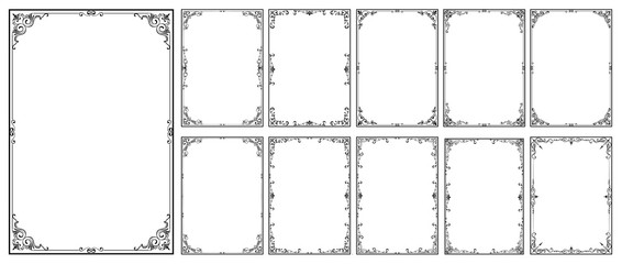 Fototapete - Set of Decorative vintage frames and borders set,Gold photo frame with corner