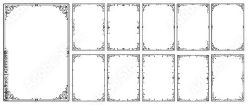 Cuadros en Lienzo Set of Decorative vintage frames and borders set,Gold photo frame with corner