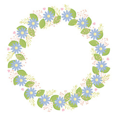 Poster - circular crown with flowers and leafs decoration