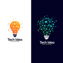 tech lightbulb logo designs concept, creative icon symbol technology logo, bulb logo designs