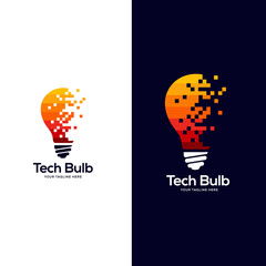 Aufkleber - light bulb logo designs concept, creative icon symbol technology logo, pixel bulb logo design vector