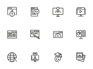 Poster - Internet technology line icon set. Browser window, computer, app. Information technology concept. Can be used for topics like programming, app development, education