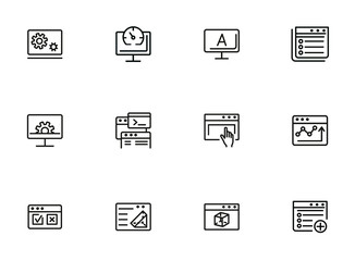 Poster - Web technology line icon set. Information, browser, connection. Programming concept. Can be used for topics like webpage, application, computing