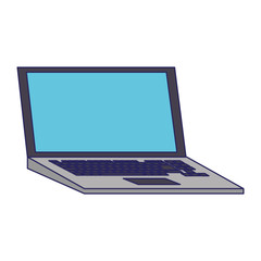 Laptop computer technology isolated symbol blue lines