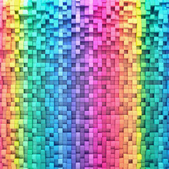 Fototapete - 3D rendering abstract background colorful cubes wall