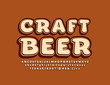 Vector stylish sign Craft Beer with 3D bright Alphabet Letters, Numbers and Symbols. Isometric vintage Font.