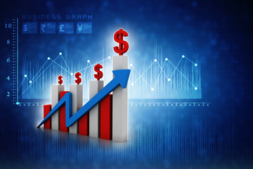 Poster - 3d rendering Stock market online business concept. business Graph with dollar sign