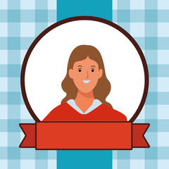 Sticker - woman avatar cartoon character vector illustration