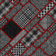Leinwandbilder - Imitation of indian patchwork pattern with texture canvas Vector seamless image.