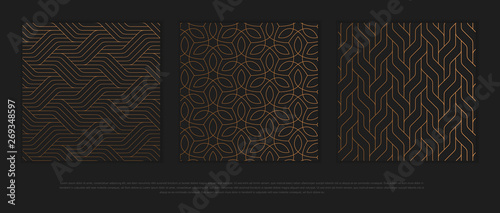 Photographie Vector set of design elements, labels and frames for packaging for luxury products in trendy linear style