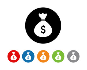 Poster - money bag icon flat symbol vector