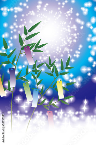 無料背景素材 七夕祭り 竹飾り キラキラ 星屑 天の川 夏 Background