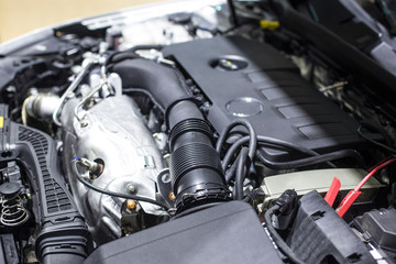 Wall Mural - Detail of engine of car. (electric car)