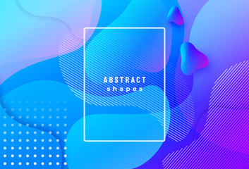 Sticker - Gradient geometric background with fluid liquid shapes in motion dynamic style. Vector pattern design for poster, banner, report illustration