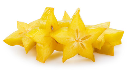 Fresh carambola or starfruit on white background