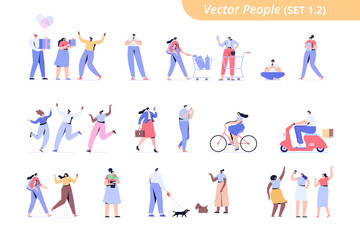 Wall Mural - Different People big vector set. Male and female flat characters isolated on white background.	