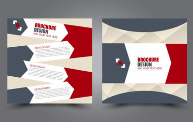 Square flyer design. A cover for brochure.  Website or advertisement banner template. Vector illustration. Red color.