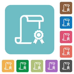 Sticker - Scroll with certificate on right rounded square flat icons