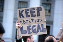 People Protesting New, Strict Abortion Laws Sweeping Parts Of The United States In New York City.
