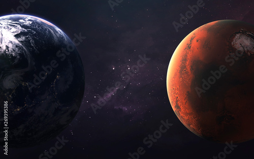 Fotografía Mars and Earth, Planets of the Solar system