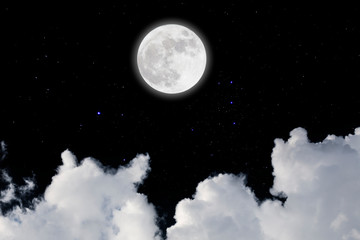 Wall Mural - full moon with starry and clouds background. dark night.