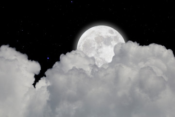 Wall Mural - full moon with starry and clouds background. dark night.