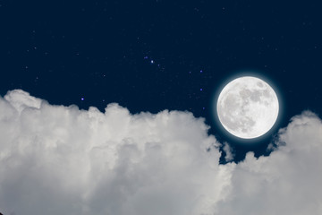 Wall Mural - full moon with starry and clouds background. romantic night.