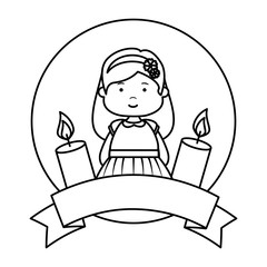 Sticker - little girl with ribbon and candles first communion