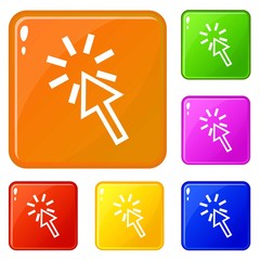 Poster - Click icons set collection vector 6 color isolated on white background