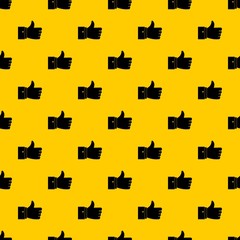 Poster - Thumb up gesture pattern seamless vector repeat geometric yellow for any design