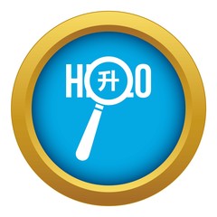 Poster - Magnifying glass over Hello word icon blue vector isolated on white background for any design