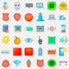 Poster - Criminal icons set. Cartoon style of 36 criminal vector icons for web for any design