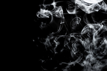 Poster - Dry ice smoke Floating in the air, black background