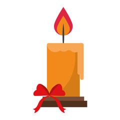 Poster - Christmas candle with bow cartoon isolated