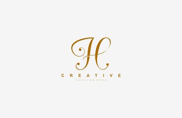 Wall Mural - Initial H Letter Linked Beauty Script Signature Logotype