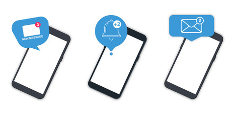 Leinwandbilder - Notifications with phone. Unread email notification. New message on the smartphone screen