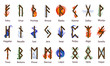 A large set of Scandinavian runes, decorated according to the elements of Fire, Water, Earth, Air and Time