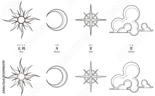 太陽と三日月と星と雲の線画 Ai Ver 8 Stock Vector Adobe Stock 太陽と三日月と星と雲の線画 Ai Ver 8 Stock Vector Adobe Stock