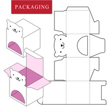 Packaging Design.Vector Illustration Of Box.Package Template. Isolated White Retail Mock Up.
