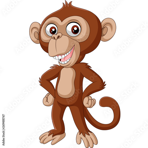 Cute baby chimpanzee cartoon posing