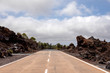 Panoramic landscape of the volcanic area with road