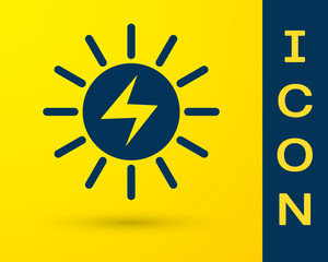 Blue Solar energy panel icon isolated on yellow background. Vector Illustration