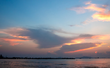 Wall Mural - colorful of sunset on sea scape background