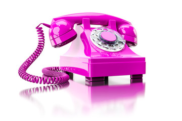 Wall Mural - old pink dial-up phone